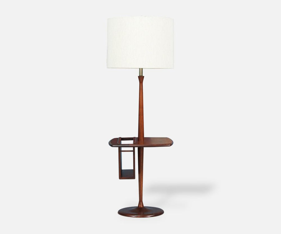 Mid-Century Modern Floor Lamp with Magazine Tray by Laurel 