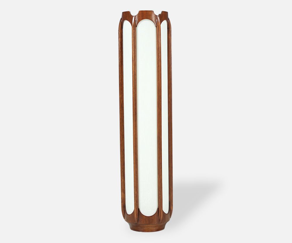 Mid-Century Column-Style Walnut Floor Lamp by Modeline
