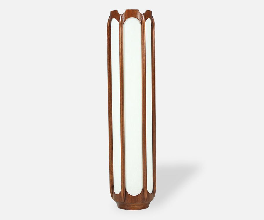 Mid-Century Column-Style Walnut Floor Lamp by Modeline