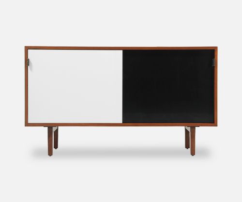Florence Knoll Walnut Credenza with Lacquered Doors