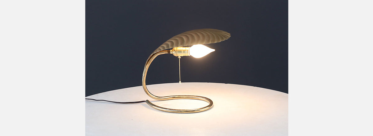 Post Modern Brass Leaf Shaped Desk Lamp