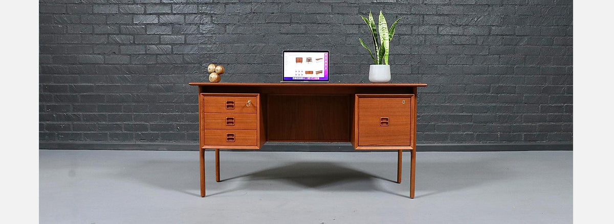 Erik Brouer Executive Teak Desk w/ Bookcase for Brouer Møbelfabrik