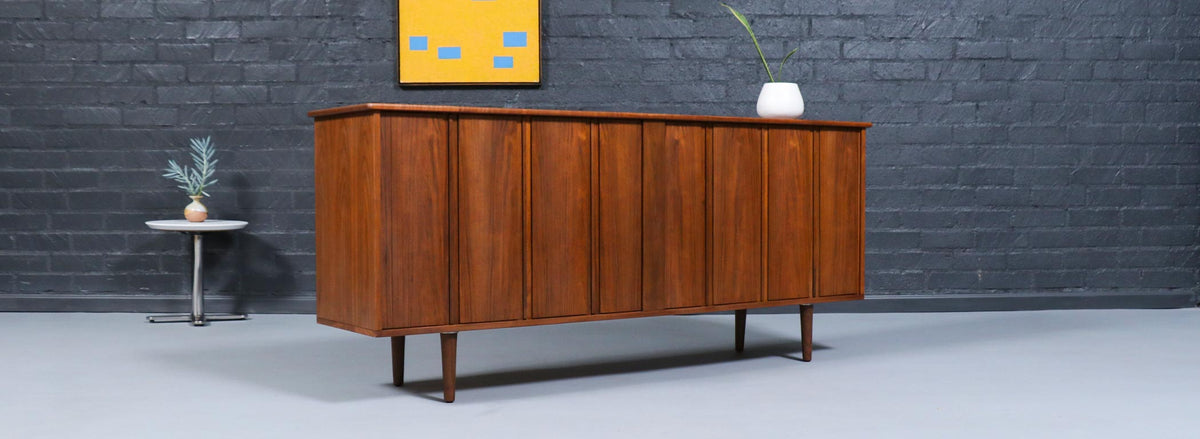 Mid-Century Californian Modern Tambour-Door Credenza by Barzilay