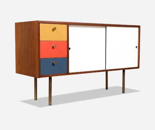 Vintage Mid-Century Modern Multi-Color Lacquered Credenza