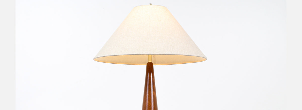 Danish Modern Teak Cone Shape Table Lamp