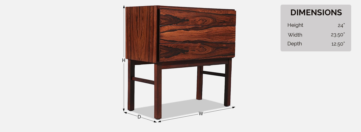 Danish Modern 3-Drawer Rosewood Night Stands