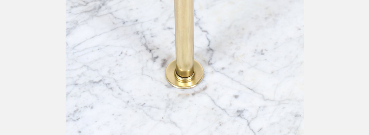 Mid-Century Modern Walnut Floor Lamp with Marble Side Table