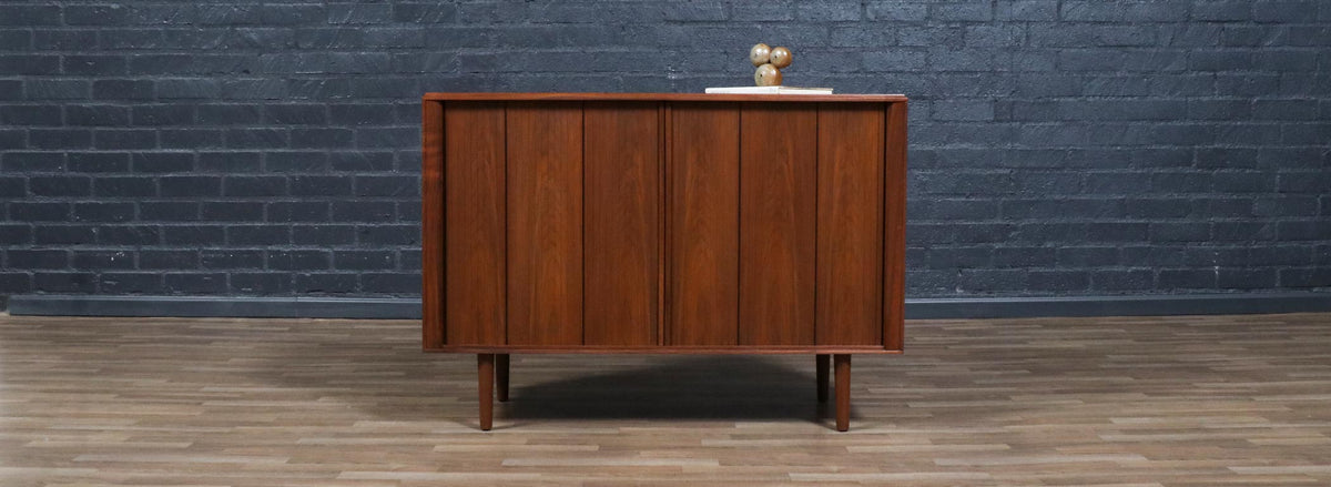 Californian Modern Tambour-Door Walnut Credenza by Barzilay