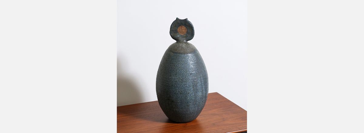 Mid-Century Modern Abstract Ceramic Sculpture, Signed