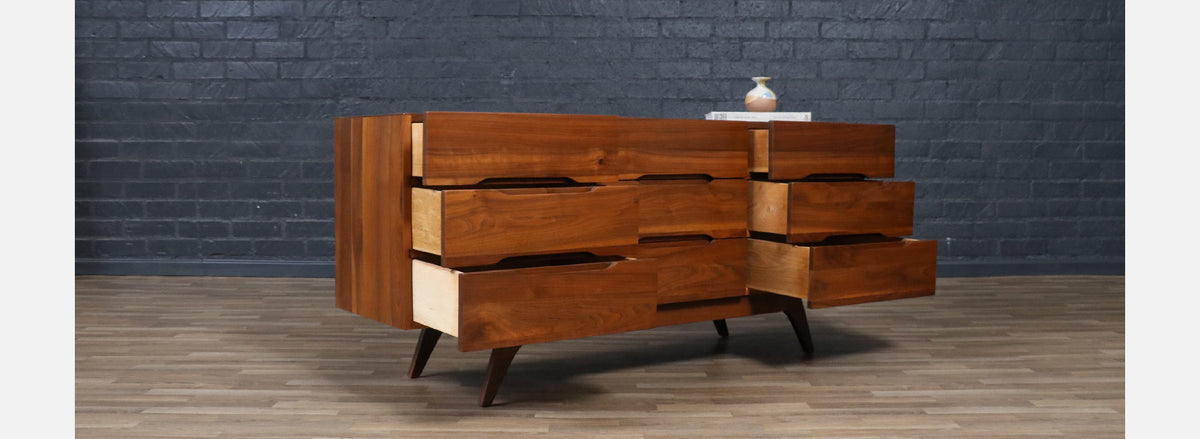 Mid-Century Californian Modernist Sculpted Walnut Dresser