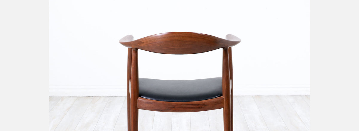 Hans Wegner "Round" Walnut & Leather Armchair for Johannes Hansen
