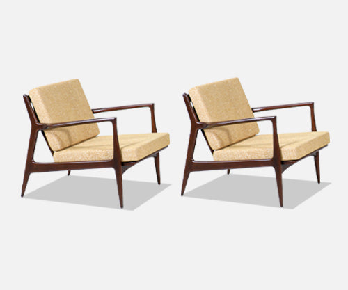 Danish Modern Sculpted Lounge Chairs by Ib Kofod-Larsen for Selig