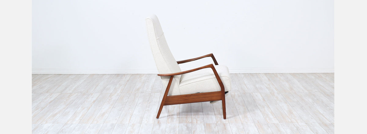 Milo Baughman Sculpted Walnut Reclining Chair for James Inc.