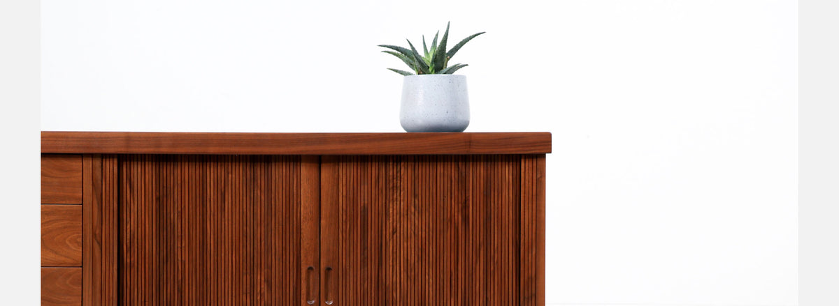 Glenn of California Tambour-Door Credenza with Black Formica Top
