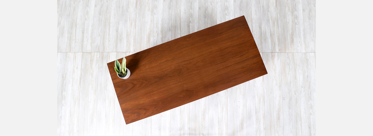 Mid-Century Modern Executive Walnut Desk with Floating Top