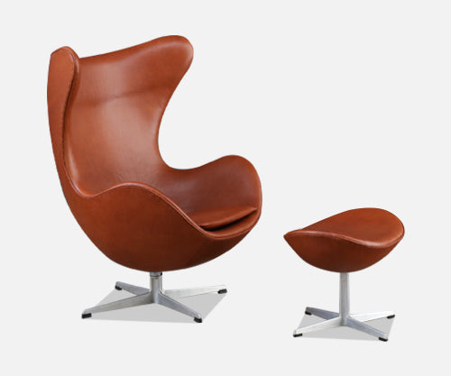 Vintage Arne Jacobsen Cognac Leather "Egg" Chair 
