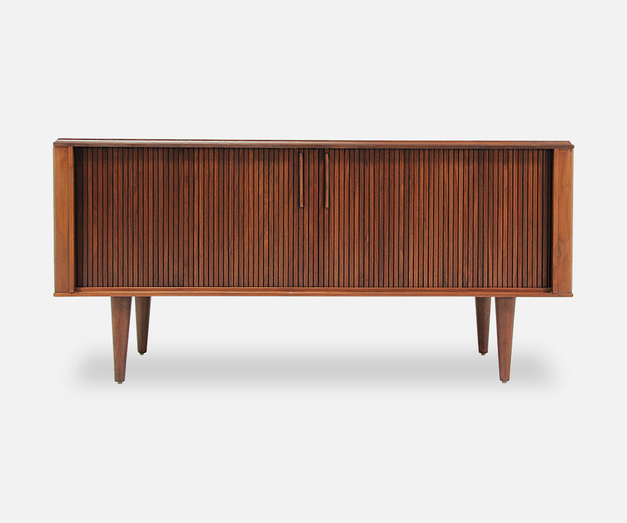Mid-Century Modern Compact Tambour-Door Credenza by Barzilay 