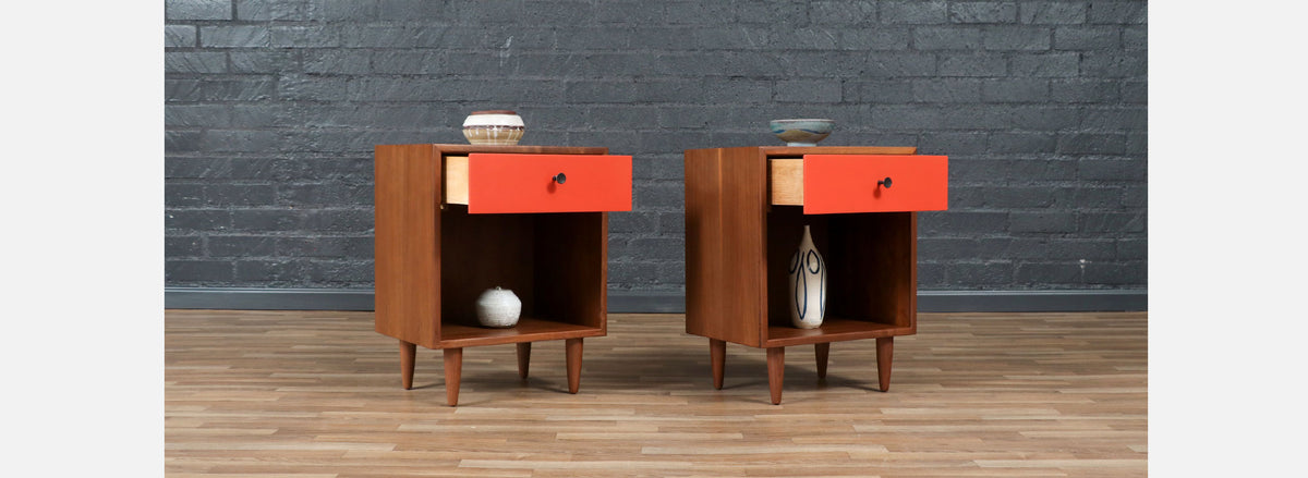 Milo Baughman Two-Tone Lacquered Night Stands for Glenn of CA 