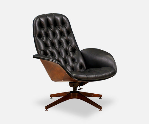 George Mulhauser "Mr. Chair" Leather Swivel Chair for Plycraft