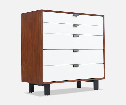 George Nelson Two-Tone Walnut & Lacquered Chest of Drawers for Herman Miller