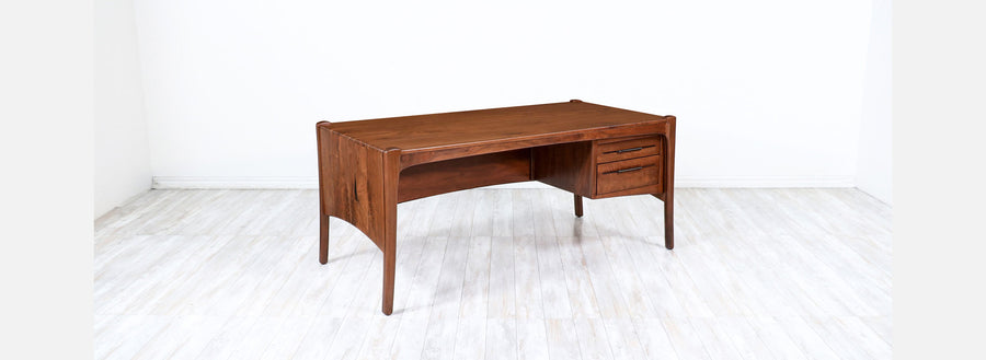 California Studio Sculpted Walnut Executive Desk by Anthony Khan