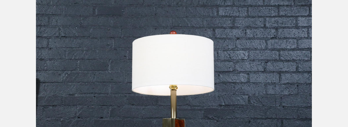 Laurel Sculptural Rosewood & Brass Table Lamp