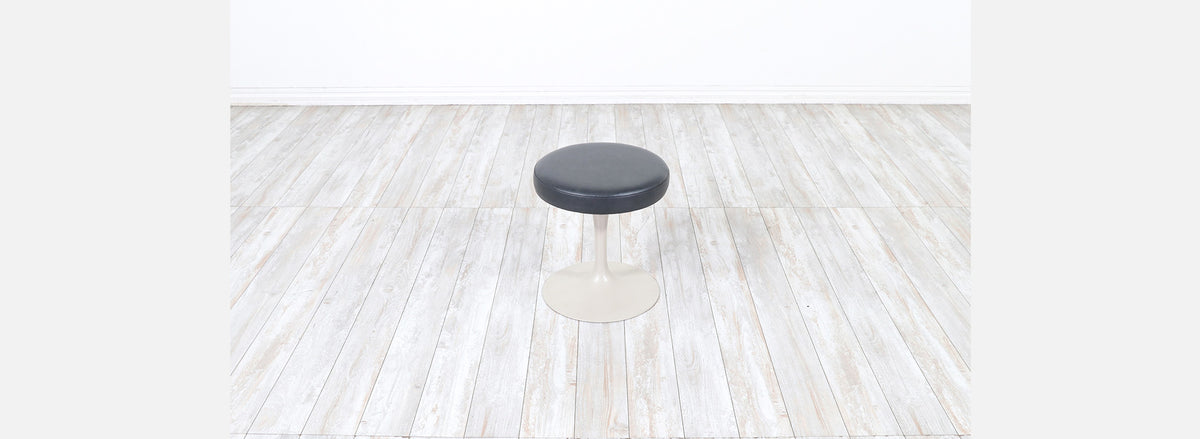 Vintage Eero Saarinen Tulip Stool with Grey Leather for Knoll