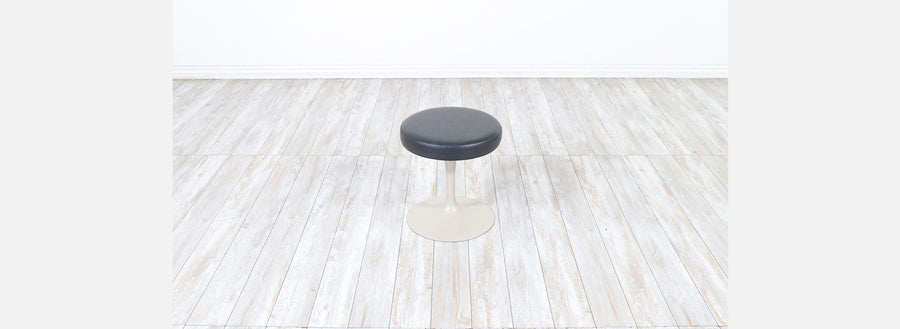Vintage Eero Saarinen Tulip Stool with Grey Leather for Knoll