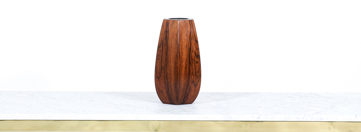 Danish Modern Faceted Rosewood Vase