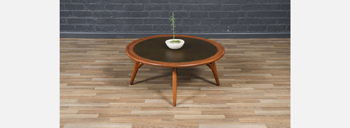 Jack Van der Molen Sculpted Oak & Leather Top Coffee Table