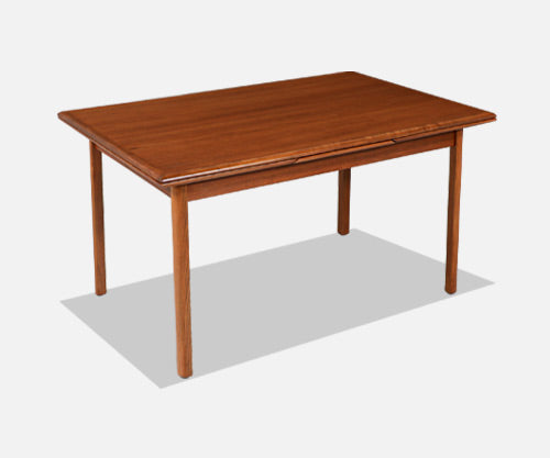 Danish Modern Expanding Teak Dining Table with Draw-Leaves