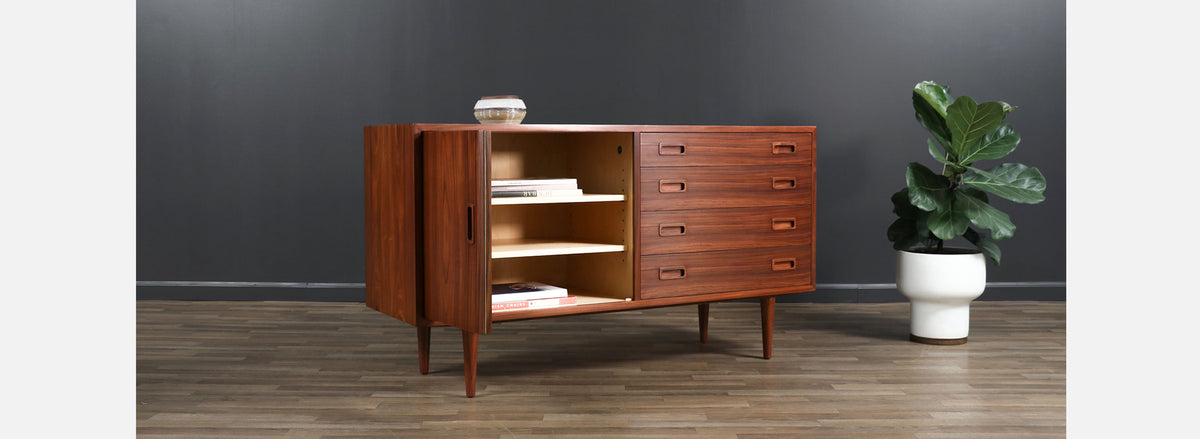 Carlo Jensen Rosewood Credenza with Bi-Folding Door 