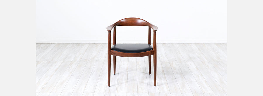 Hans Wegner "Round" Walnut & Leather Armchair for Johannes Hansen