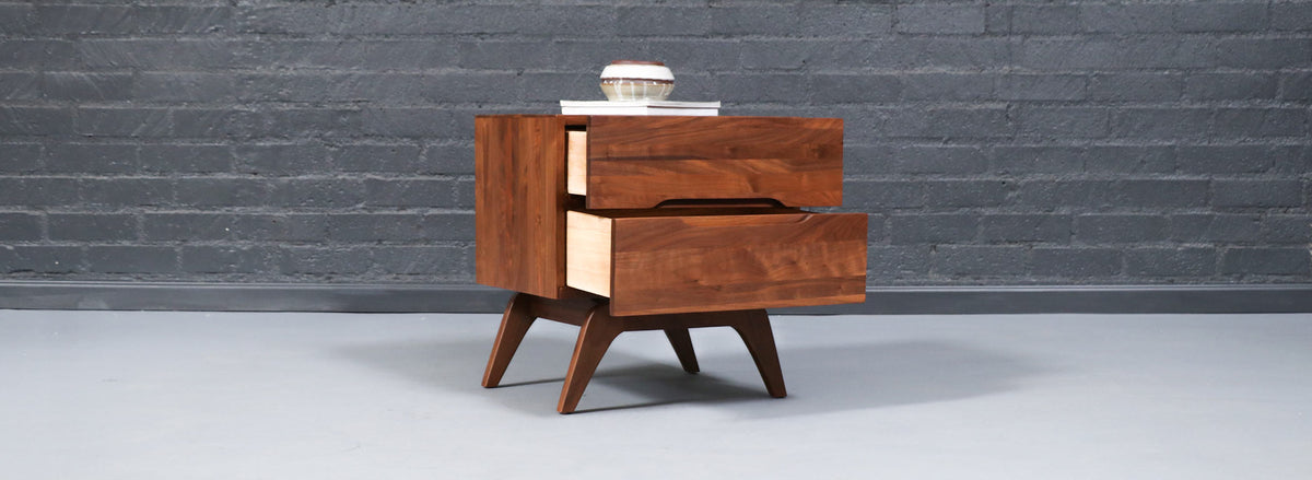 Californian Modern Sculpted Walnut Night Stand