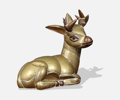 Mexican Modernist Brass & Copper Deer Sculpture by Sergio Bustamante