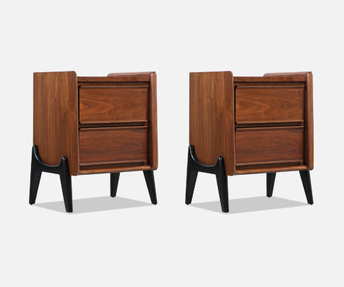 Mid-Century Modern Night Stands with Sculpted Bases