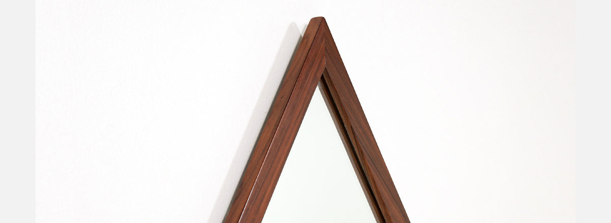 Mid-Century Modern Diamond Shape Rosewood Mirror
