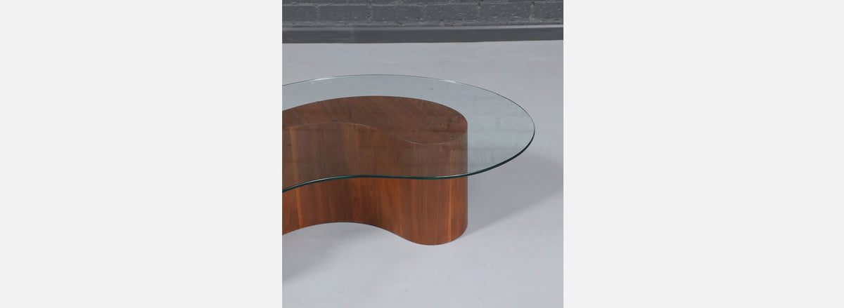 Mid-Century Sculpted Biomorphic Shaped Coffee Table w/ Glass Top