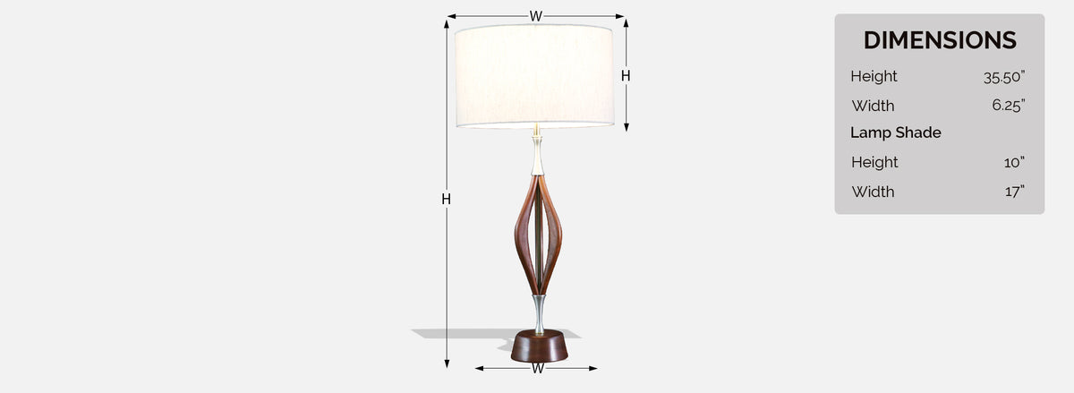 Mid-Century Modern Sculpted Walnut Table Lamp by V.H. Woolums