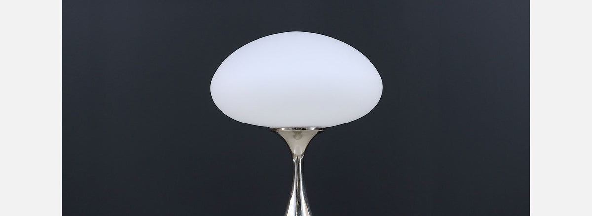 Laurel Chrome & Mushroom Frosted Glass Shade Lamp 