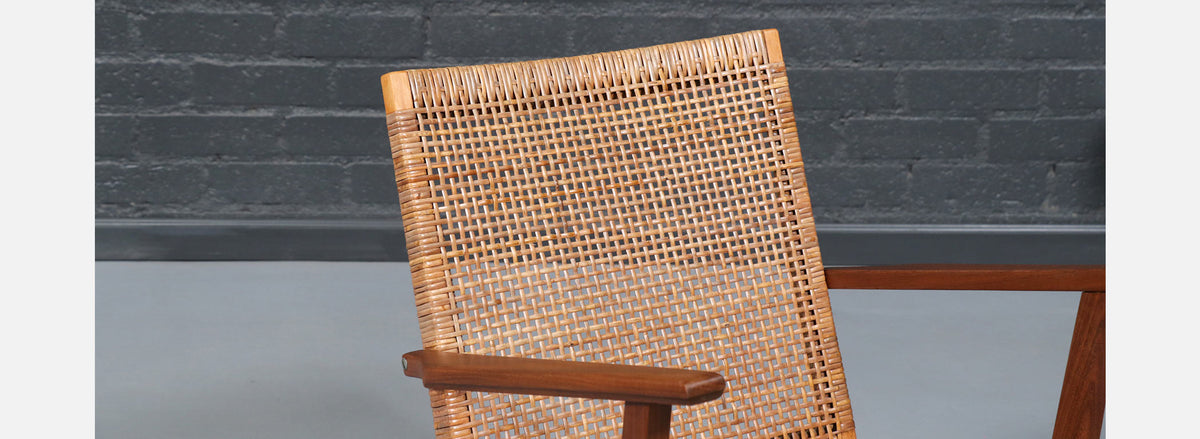 Mid-Century Dutch Modern Cane & Teak Lounge Chair