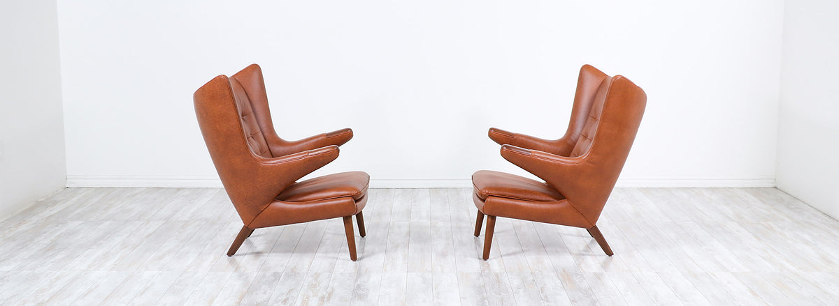 Hans J. Wegner Cognac Leather “Papa Bear” Chair with Ottoman for A.P. Stolen