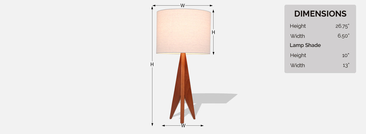 Danish Modern Tripod Sculpted Teak Table Lamp