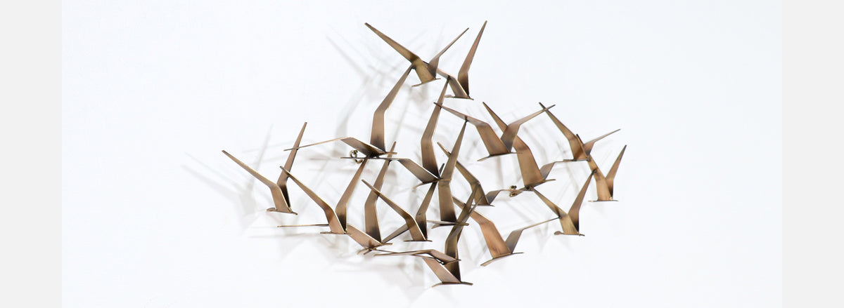 Vintage Curtis Jere "Sea Gulls" Brass Wall-Hanging Sculpture for Artisan House