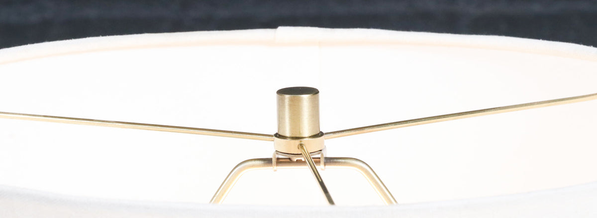 Mid-Century Modern Tripod Brass & Walnut Table Lamp