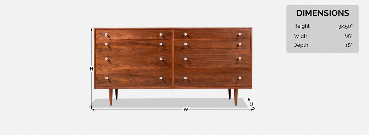 California Modern Walnut Dresser with Tulip Style Pulls by Milo Baughman