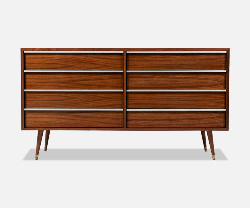 John Keal Walnut Dresser with Metal Accent Pulls for Brown Saltman 