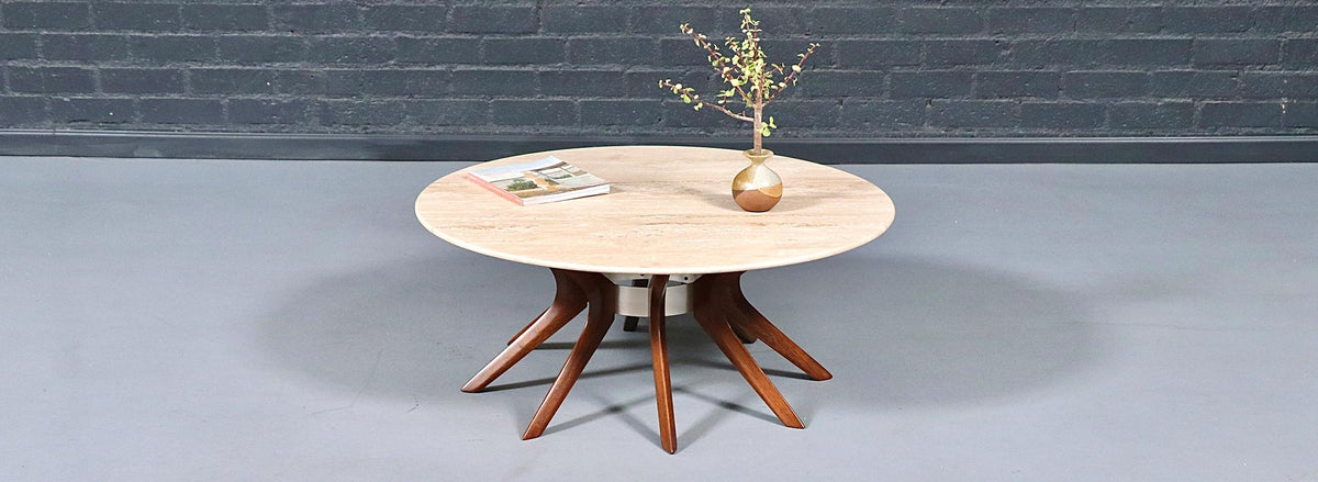 Broyhill "Brasilia "Cathedral Coffee Table w/ Roman Travertine Top