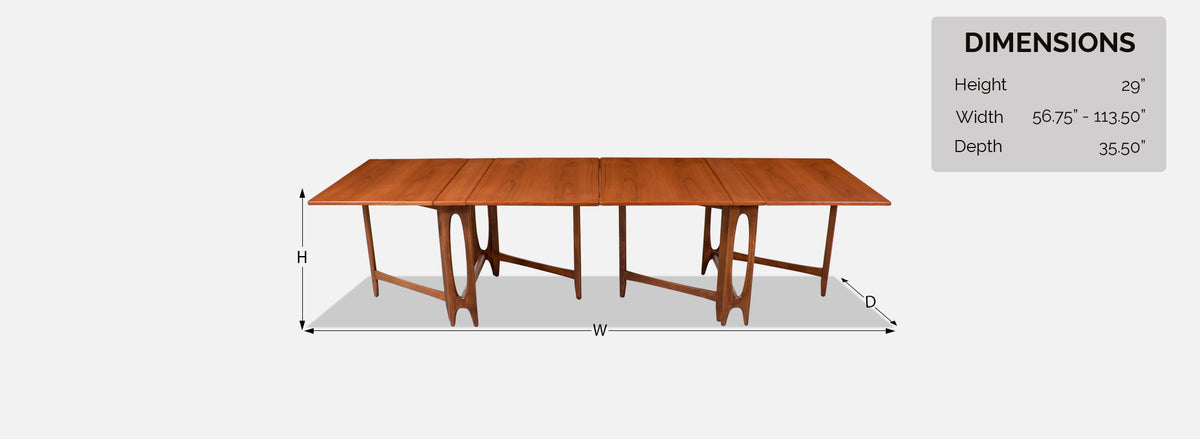 Norwegian Modern Drop-Leaf Teak Dining Tables Set by Bendt Winge