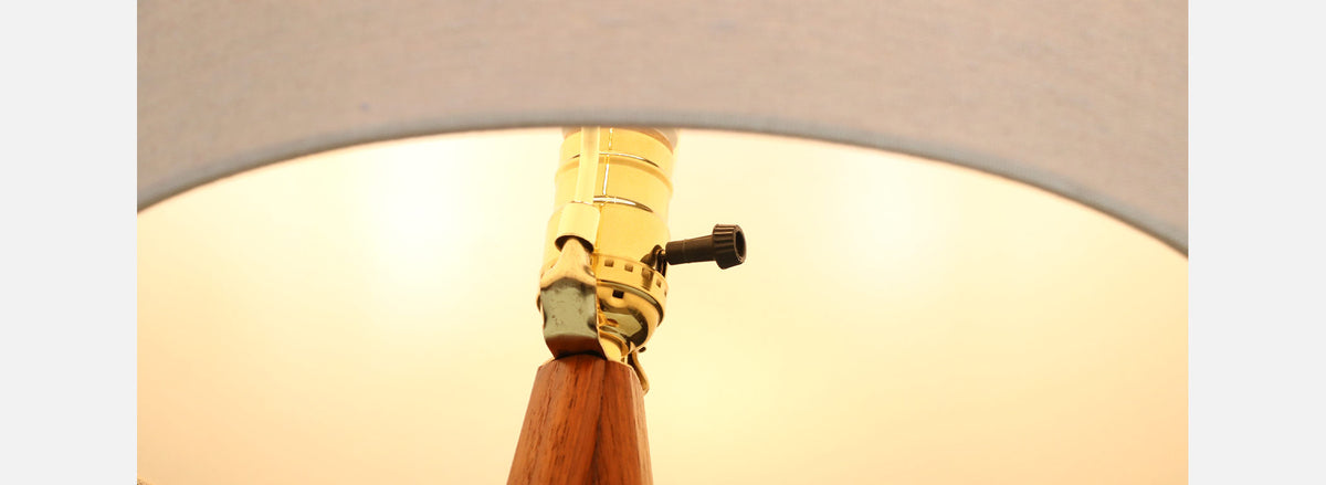 Danish Modern Tripod Sculpted Teak Table Lamp